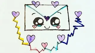 HOW TO DRAW CUTE ENVELOPE ✉️ FOR VALENTINE&rsquo;S DAY❤️ - EASY DRAWINGS
