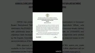 Display of final key of Agriculture Officer Notification no.27/2022 #tspsc #agriculture #officer