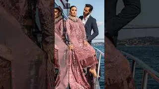 Aiza khan & Wahaj Ali  |  Maria B Ash Pink Embroidered Linen Winter Collection  |  You tube shorts