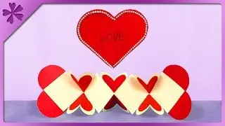 DIY How to make Valentine's Day squash card (ENG Subtitles) - Speed up #450