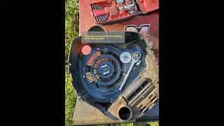 Briggs & Stratton recoil starter pawls and friction plate on Swisher brush mower engine
