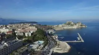 Fly over Anemomylos-Garitsa-Corfu-Greece by drone 4K