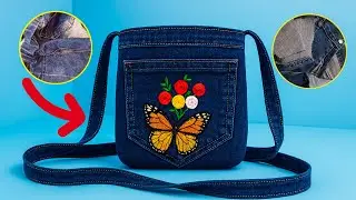 🤩DIY No-Zipper Denim Tote Bag from Old Jeans | Easy Upcycle Tutorial for Beginners