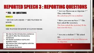 Reported speech /part 2: Reporting commands, advice, requests and questions - درس الثانية باكالوريا