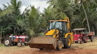 JCB 3DX Front and Back Bucket Loading Soil Tractor Trolley Mahindra 415 | jcb video