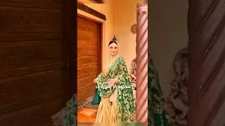 Beautiful golden gharara with green embroidered dupatta#uniquedresses #weddingclothes #ytshorts