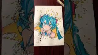 Drawing Hatsune Miku! Spill Art 💦 AR Drawing App #spillart #hatsunemiku #ardrawing