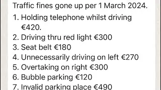 Traffic fines gone up per 1 march 2024 &ldquo;important update&rdquo;