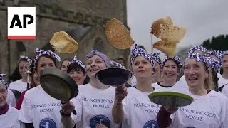 In this centuries-old English pancake race, 'you just have to go flat out'