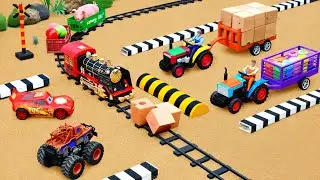 Train Crash - DIY Mini Tractor Science Project Making Tracks 2 Barriers