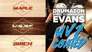 Evans UV2 Coated Tom / Drum Head Shell Comparison - Maple | Birch | Walnut from Drumazon