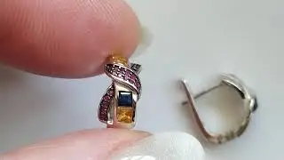 Серебряные серьги 2-Tone с африканскими сапфирами и рубинами Songea, день