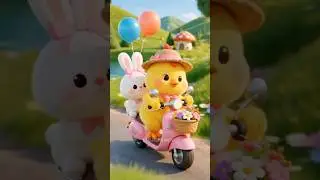 Funny Bunny & Chicken Scooter Journey 🐇🐔😂 #cuteanimals #shortsfeed #CuteAnimals #Cartoon