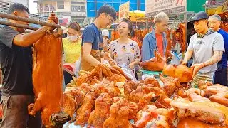 Popular Roast Pig, Duck, Chicken, Fruit, Egg Cake, & More at Orussey Market Chinese New Year 2024