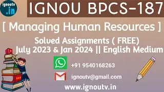 IGNOU BPCS-187 Solved Assignment July 2023 & Jan 2024 [FREE] || IGNOU BAG || IGNOU TV || IGNOU ||