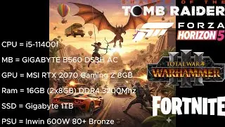 Benchmark i5-11400f 16GB DDR4 3200Mhz Built-in-benchmark games only No Commentary