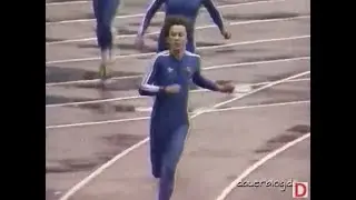 Marlies G&ouml;hr wygrwa 100m (10.89) GDR Sports Festival 1984 Erfurt.