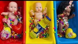 Full of 3 Rainbow Bathtubs Candy With M&M&rsquo;s & Magic Slime Cutting Video