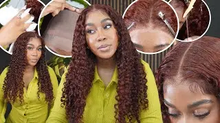 YOU NEED THIS! Full Customized PRE BLEACHED REDDISH BROWN CURLY Beginner Wig | Beautyforever Hair