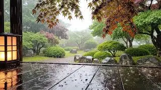 Japanese Garden Rain Viewed from Engawa 🌧️ Calm Zen Ambience for Sleep
