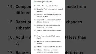 Chemistry Vocabulary