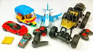 Unboxing Remote Control Lighting Auto Rickshaw and RC Off' Road Rook Crawler and RC Airplane, RC Car