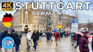 Stuttgart, Germany Walking Tour - Cold Valentine Stroll - 4K 60fps