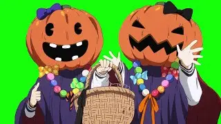 【Pumpkin Head Girls】Halloween Scene - Green Screen - Anime Girl【Hyouka】GB素材 No 91