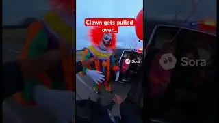 Clown gets pulled over by clanker cop (it&rsquo;s all Ai) #cops #bodycam #clown #funny #ai #sora2