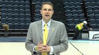 Coach Wade thanks the students after the win over Mercer