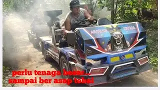 kekuatan tenaga selep padi keliling/Ledok saat narik ditanjakan