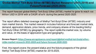 Global Methyl Tert Butyl Ether MTBE Market Research 2015 2019 and Future Forecast 2020 2025