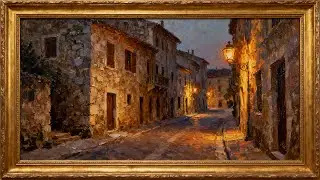 Warm Lanterns on an Old Stone Street | Cozy Vintage European Night Art (TV WALLPAPER) 4K