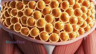 &ldquo;A realistic belly-fat shrinking animation with neon metabolism fire inside the body