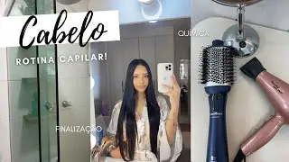 ROTINA DO MEU CABELO COM QUÍMICA, PRODUTOS E ESCOVA SECADORA!