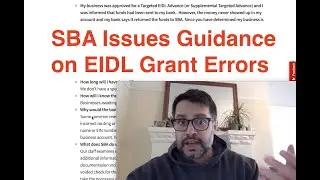 SBA Issus New Guidance on EIDL Grant Errors