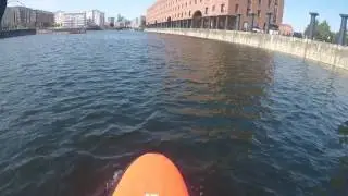 Paddle boarding in Liverpool Queens dock
