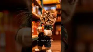 Cute Persian Kitten Explores French Market New Orleans at Sunset