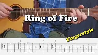 Ring of Fire - Johnny Cash / Fingerstyle Guitar Lesson I Tabs and Chords