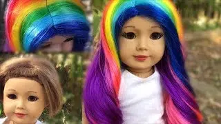 Rewigging Pleasant Company Doll Ziv Into Rainbow Wig!