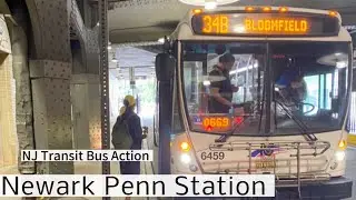 NJ Transit Coach USA & GoBus Action At Newark Penn Station.