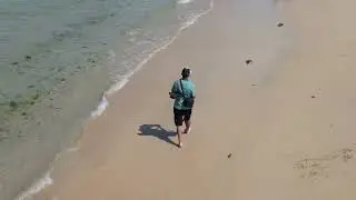 Drone flying on Hayle Towans Beach, Cornwall