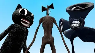 NEW MAD CARTOON CAT VS DARK SIREN HEAD VS SIREN HEAD!! Garry's Mod [Trevor Henderson] Gameplay