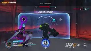 Reinhardt stops D.Va's little mech bomb.