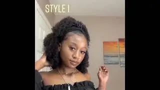 6 Ways to Styling Headband Wigs, Afro Kinky Curly Human Hair Wigs For Women