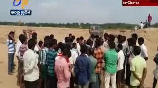 People protest against sand mafia in Krishna District