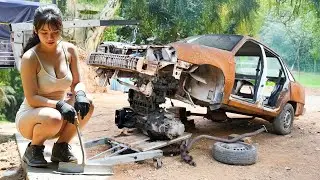Girl Doing Car Repair Like a Pro 😱 | Full Restoration #viral #tranding #diy #viralvideo 