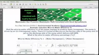 Calculate Wire to Water Efficiency Percentage (%)