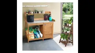 YAHEETECH Potting Bench Outdoor Garden Work Bench Station Planting Solid Wood Construction- Overview