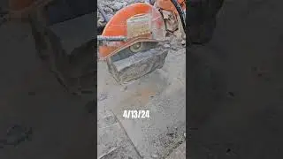 Cutting natural stone with a stihl saw with a diamond wheel. #work #construction #diy #fun #repair